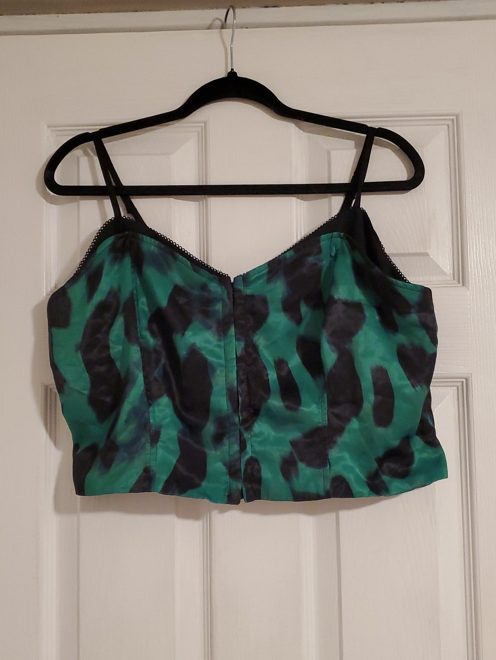 Forever 21 Teal and Black Leopard Satin Cami